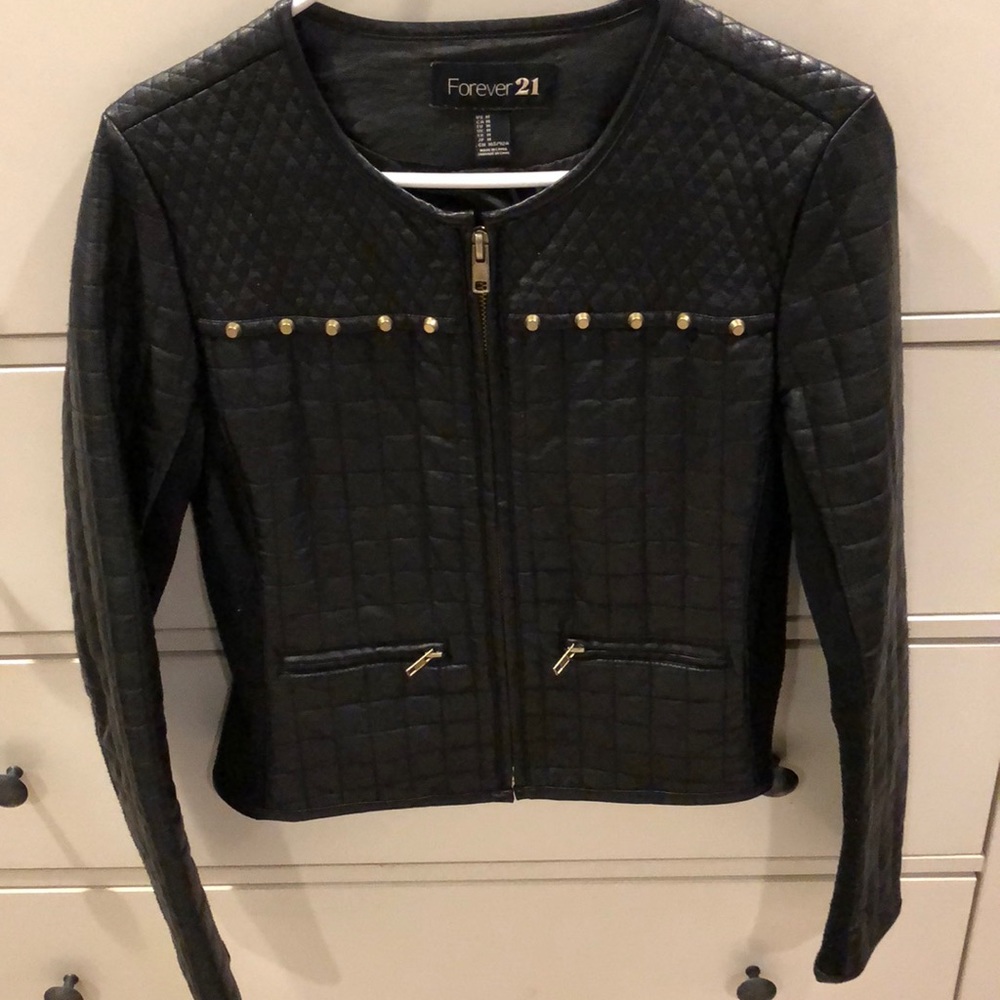 Pleather jacket with gold hardware